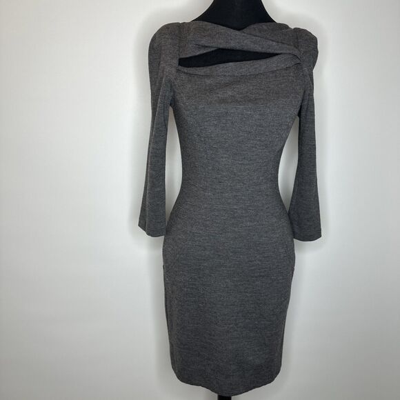Diane Von Furstenberg Slashed Arita Mini Dress Heather Gray Womens Size XXS Work - Picture 2 of 13